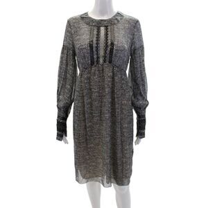 Kristina Ti Womens Long Sleeve Polka Dot Lace Trim Dress Black Size M